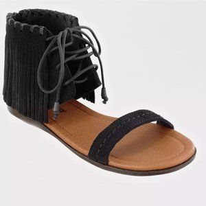 Minnetonka Women's Havana Sandals Black Fringed Size 9 EUC